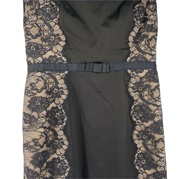 T Tadashi Dress Strapless Midi Length Black Lace Panels Designer US 8 Cocktail - Picture 5 of 9